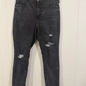 Old Navy Charcoal Distressed Women's Cropped Jeans